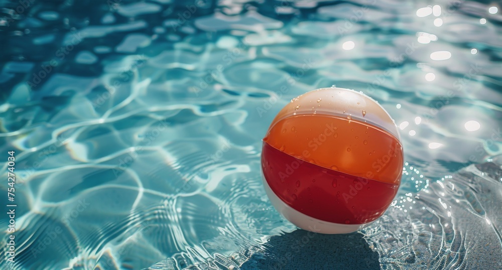 Orange and White Ball Floating in Pool