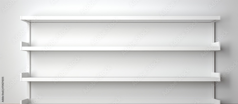 A white storage shelf is prominently displayed in a white room. The clean lines and minimalistic design create a sense of simplicity and modernity. A white storage shelf is prominently displayed in a white room. The clean lines and minimalistic design create a sense of simplicity and modernity.