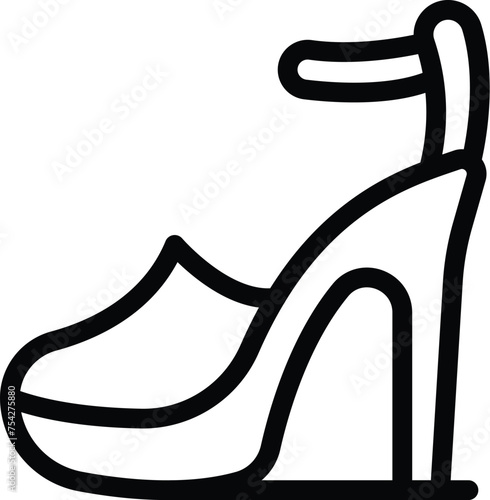 Strappy high heels icon outline vector. Sandals footwear. Ladylike classic shoes