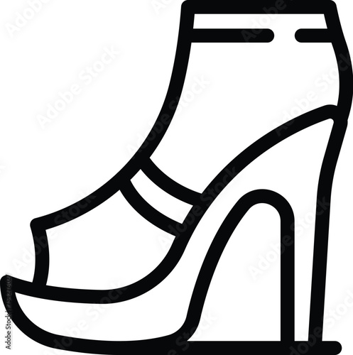 High rise heels icon outline vector. Fashionista designer ladylike shoes. Chic collection pumps