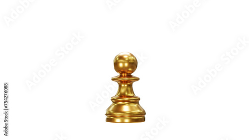Canvastavla golden chess pawn pieces 3D rendering