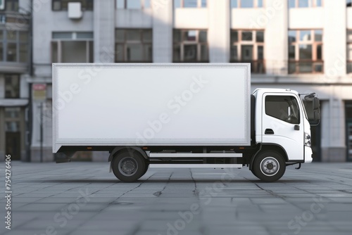 White generic unbranded truck fades into the background photo