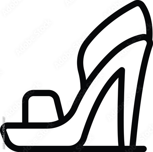 Leather high heels icon outline vector. Fashion designer ladylike pair shoes. Refined modish footwear
