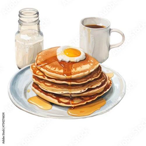 Pancakes isolated on white background PNG transparent background.