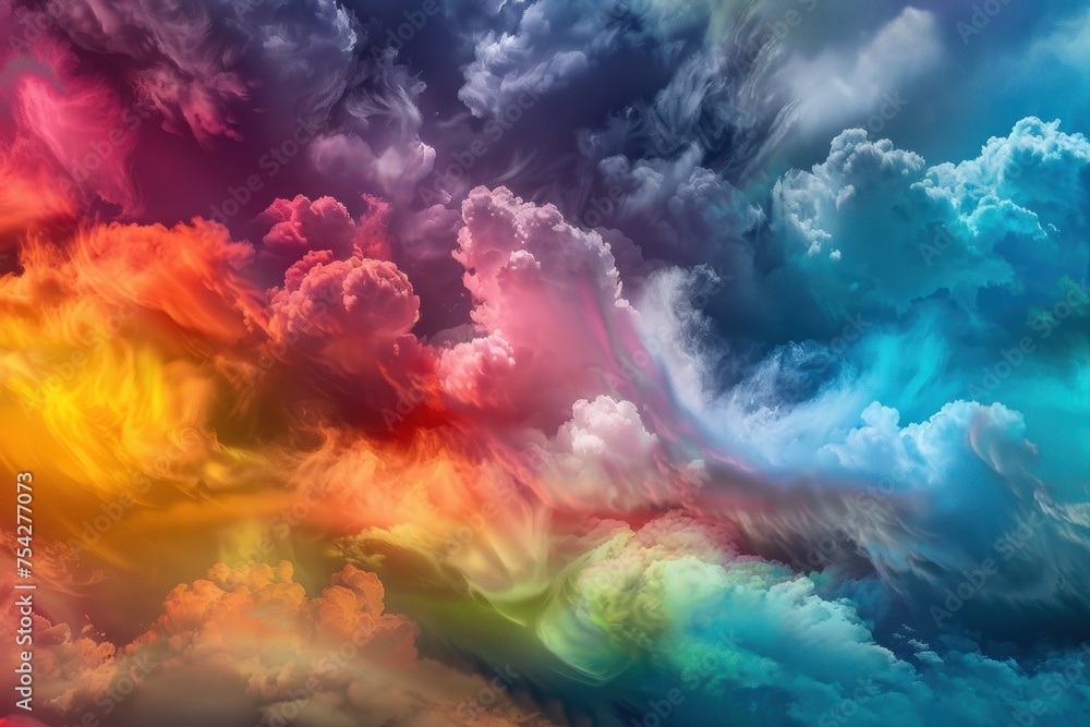 Ethereal clouds blending with vibrant colors