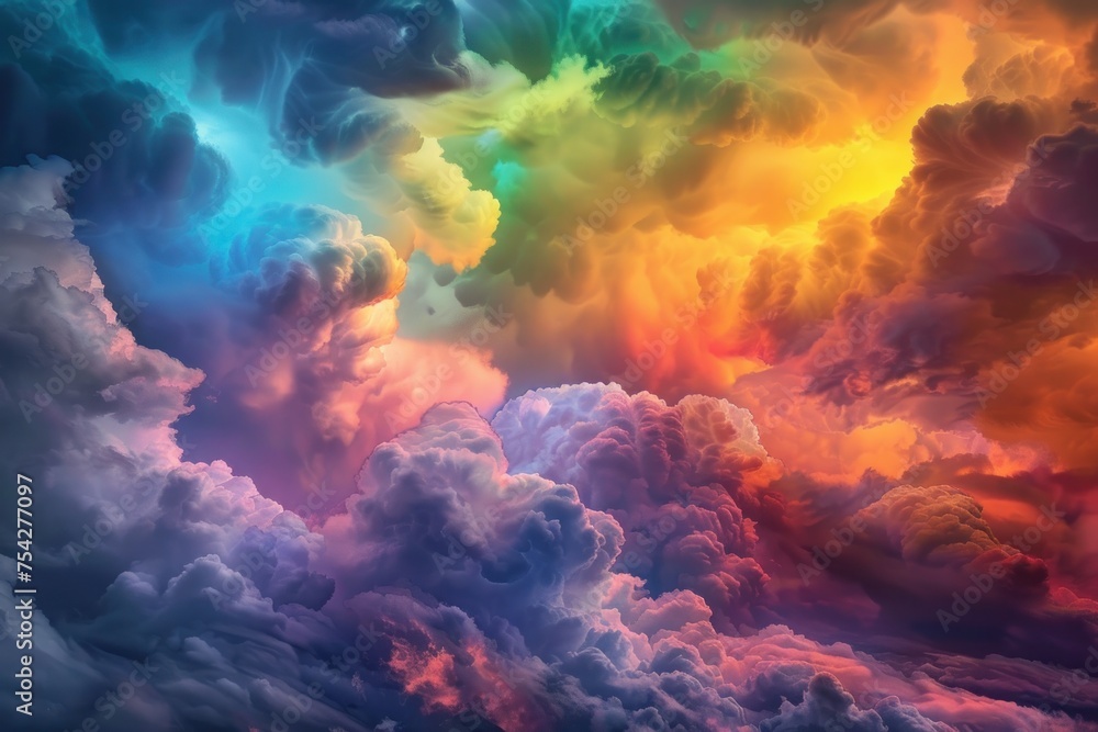 Ethereal clouds blending with vibrant colors Ethereal clouds blending with vibrant colors