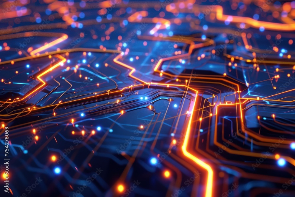 Digital circuitry glowing lines background Digital circuitry glowing lines background