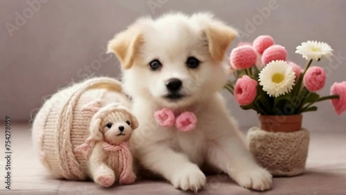 two puppies in a basket mother's day