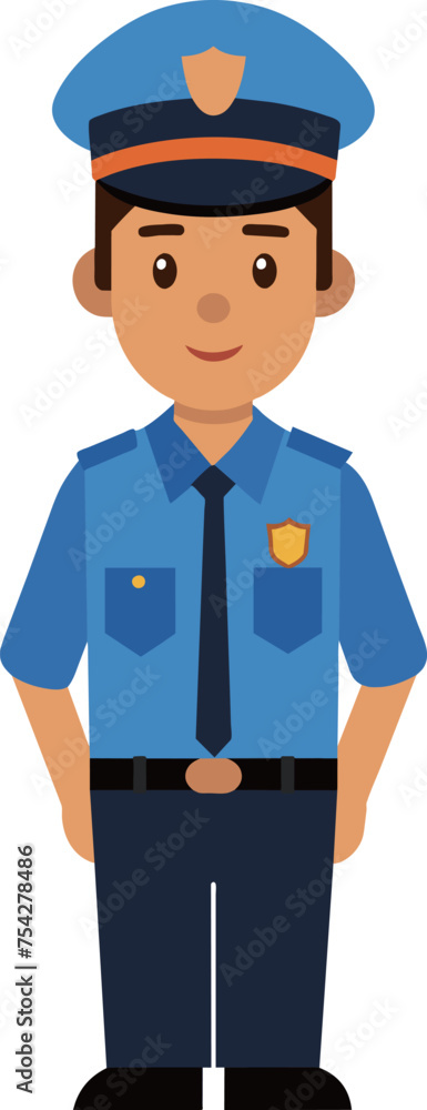 Illustration of a Police Officer Standing with His Hand on His Chest Illustration of a Police Officer Standing with His Hand on His Chest