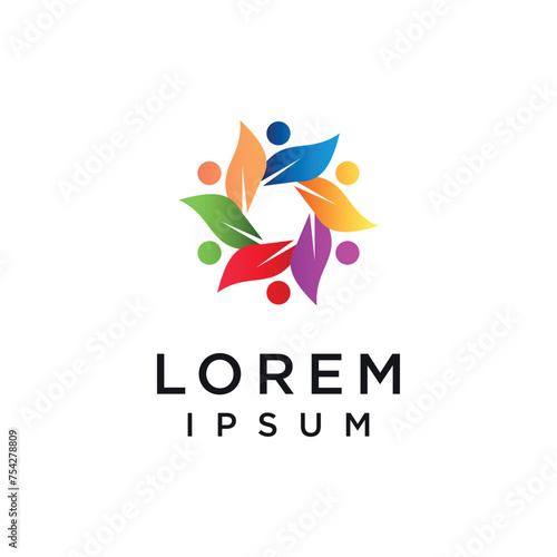 People and leaves icon, healthy living symbol design vector illustration eps 10