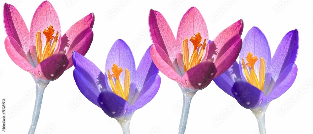 three purple tulips - obrazy, fototapety, plakaty 