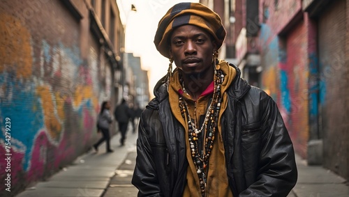 portrait of a black rap musician on the street © Amir Bajric