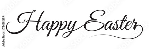 Happy easter letter calligraphy banner black color. EPS 10
