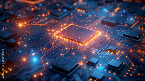 futuristic circuit glow, technology background