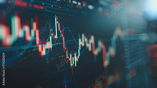 Business candle stick graph chart of stock market, generative ai