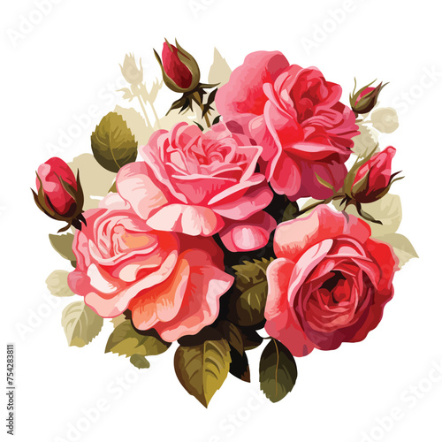 A cluster of roses in a garden. vector clipart isolated