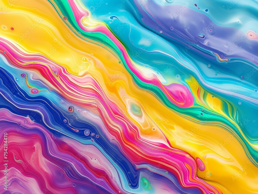 A dynamic blend of swirling colors creates a lively abstract background.