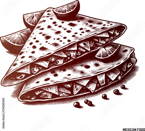 Traditional mexican food sketch art and Vector drawing