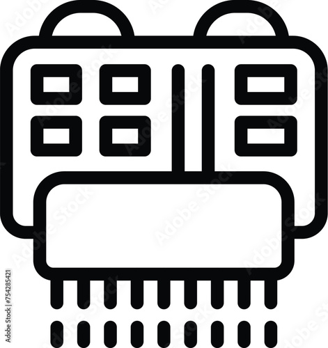 Hand blower icon outline vector. Air box heating. Bathroom automatic drier photo