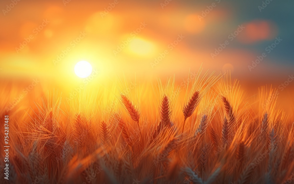 Authentic Image Showcasing Wheat Stalk Silhouettes and a Luminous Orange Sunset Authentic Image Showcasing Wheat Stalk Silhouettes and a Luminous Orange Sunset