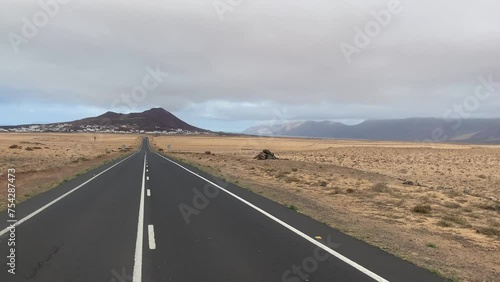 The road near the town of Tinajo, Canary Islands, Spain photo