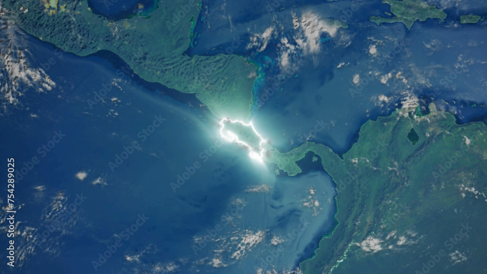 Realistic Earth Glowing Borders Costa Rica Realistic Earth Glowing Borders Costa Rica