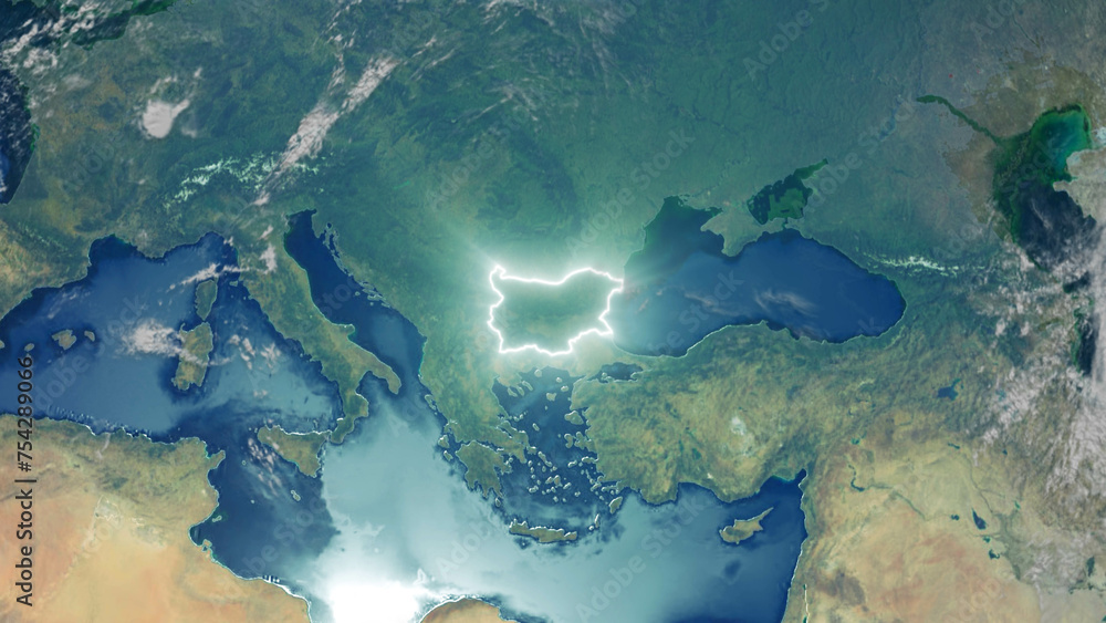 Realistic Earth Glowing Borders Bulgaria