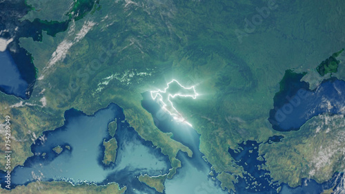Realistic Earth Glowing Borders Croatia
