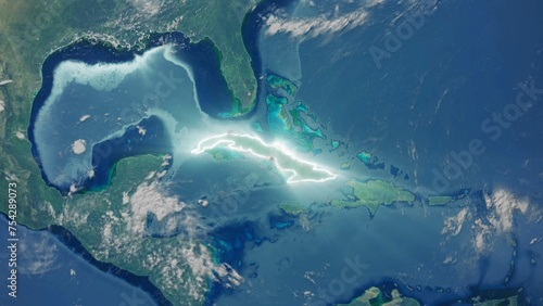 Realistic Earth Glowing Borders Cuba