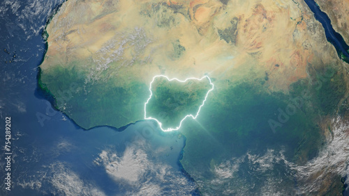 Realistic Earth Glowing Borders Nigeria