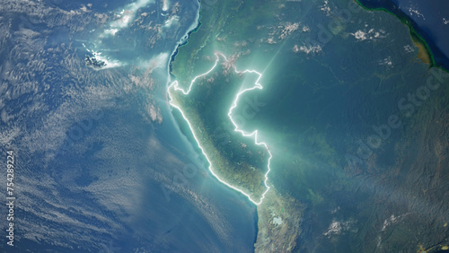 Realistic Earth Glowing Borders Peru