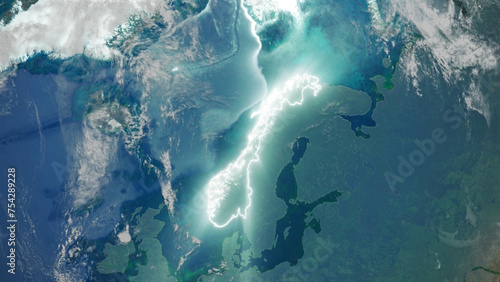 Realistic Earth Glowing Borders Norway