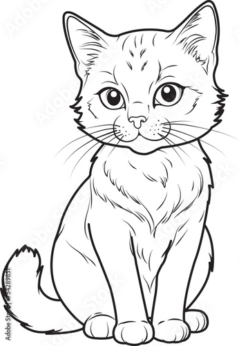 Cartoon cat coloring page vector illustration