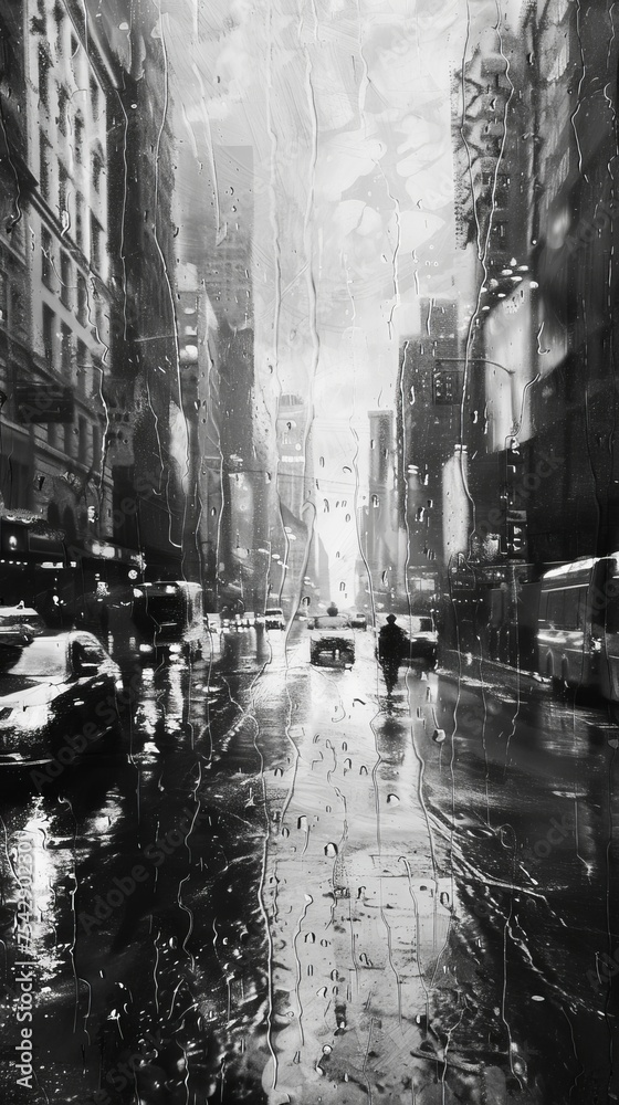 Fototapeta premium rainy weather in the evening city.