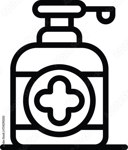 Pharmaceutical liquid soap icon outline vector. Natural skincare solution. Hygienic soapy cleanser