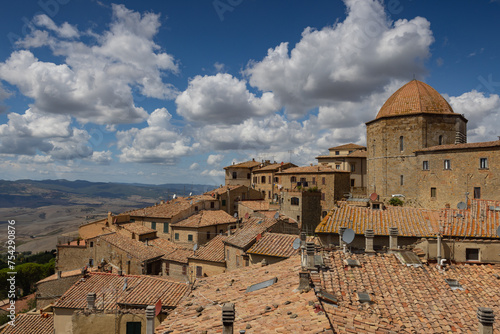 Summer day in the medieval center of Volterra, Pisa, Tuscany, Italy