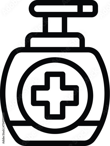 Bacterial control soap liquid icon outline vector. Hygienic cleanser treatment. Antiseptic moisturizer lotion