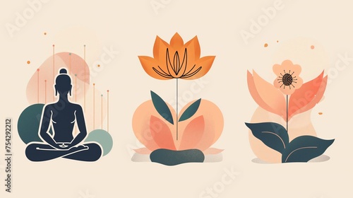 Kolekcja ikon emanujących spokojem i świadomością spokoju i medytacji.