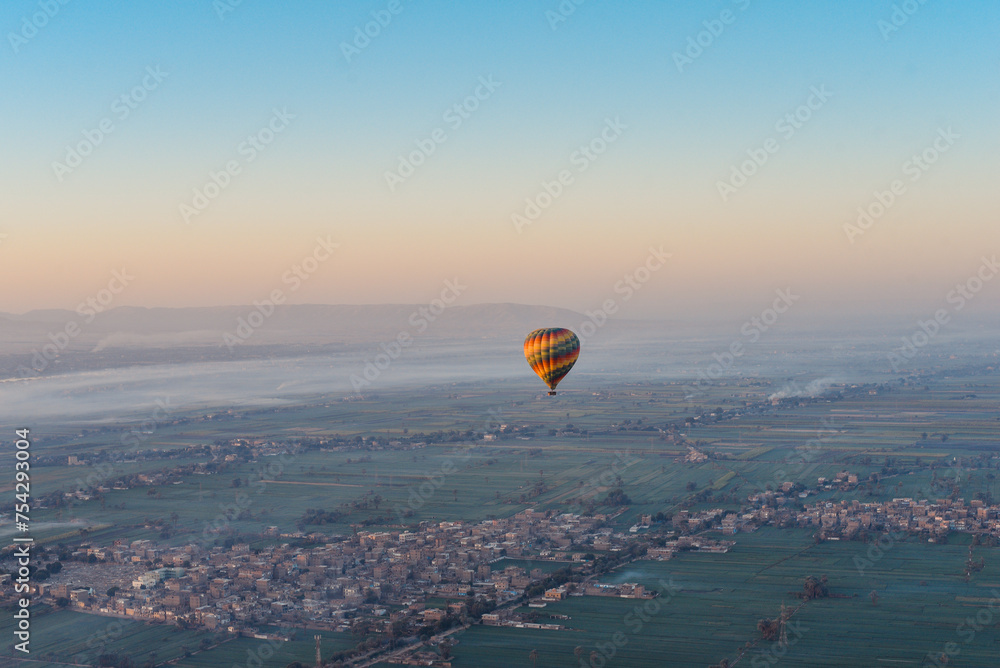 Air balloon flying around Luxor, Egypt