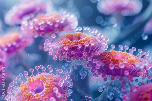 Colored microbiology organisms, view under a microscope © Tetiana Kasatkina