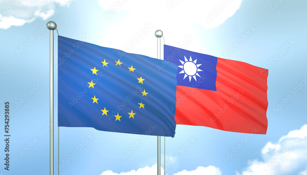 European Union and Taiwan Flag Together A Concept of Realations European Union and Taiwan Flag Together A Concept of Realations