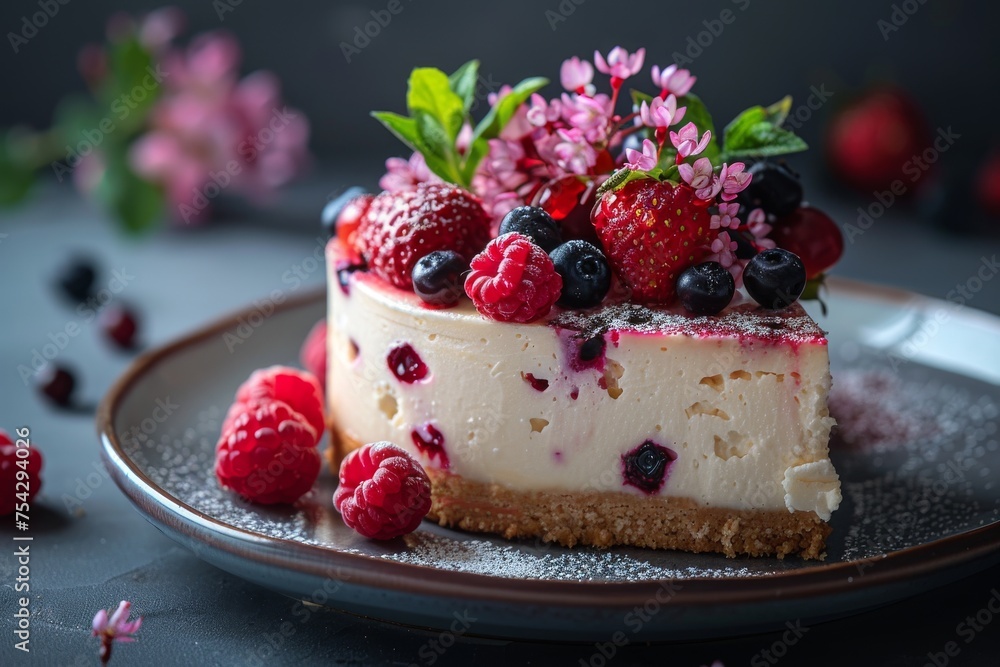 Slice of fruit cheesecake Slice of fruit cheesecake