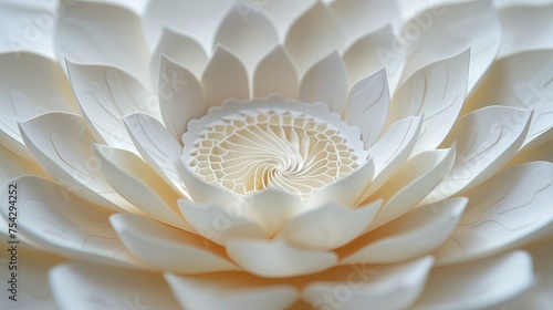 Bliska zdjęcie dużej białej kwiatu z papieru tworząc abstrakcyjne linie na środku