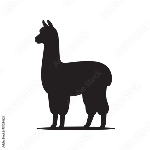 Graceful Grazers: Vector Alpaca Silhouette - Capturing the Elegance and Charm of Nature's Woolly Wanderer. Minimalist alpaca illustration.