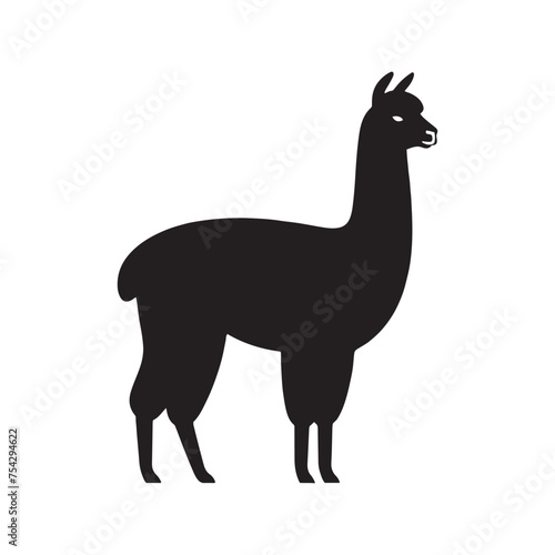Graceful Grazers: Vector Alpaca Silhouette - Capturing the Elegance and Charm of Nature's Woolly Wanderer. Minimalist alpaca illustration.