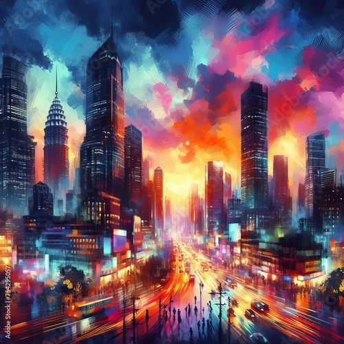 Twilight Tango: Urban Symphony in Neon