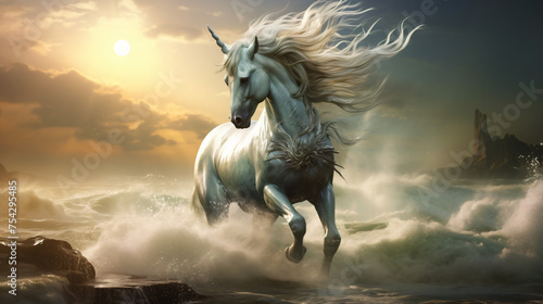 Mythical Unicorn  Majestic Unicorn with Flowing Mane © Mishi