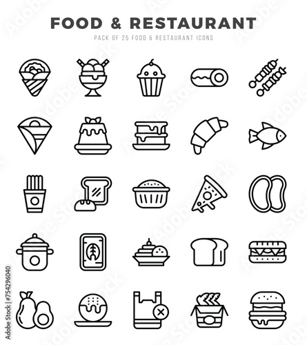 Food and Restaurant Lineal icons collection. Lineal icons pack. Vector illustration