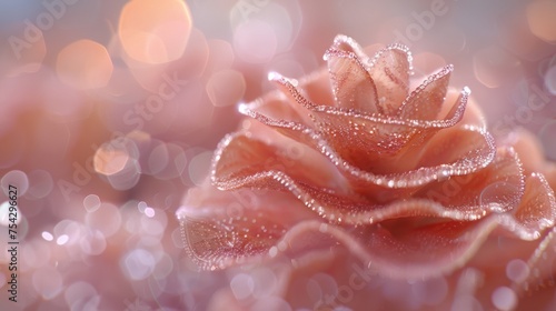  a close up of a pink flower with drops of water on it s petals and a blurry background.