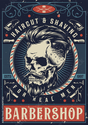 Brutal barbershop vintage sticker colorful